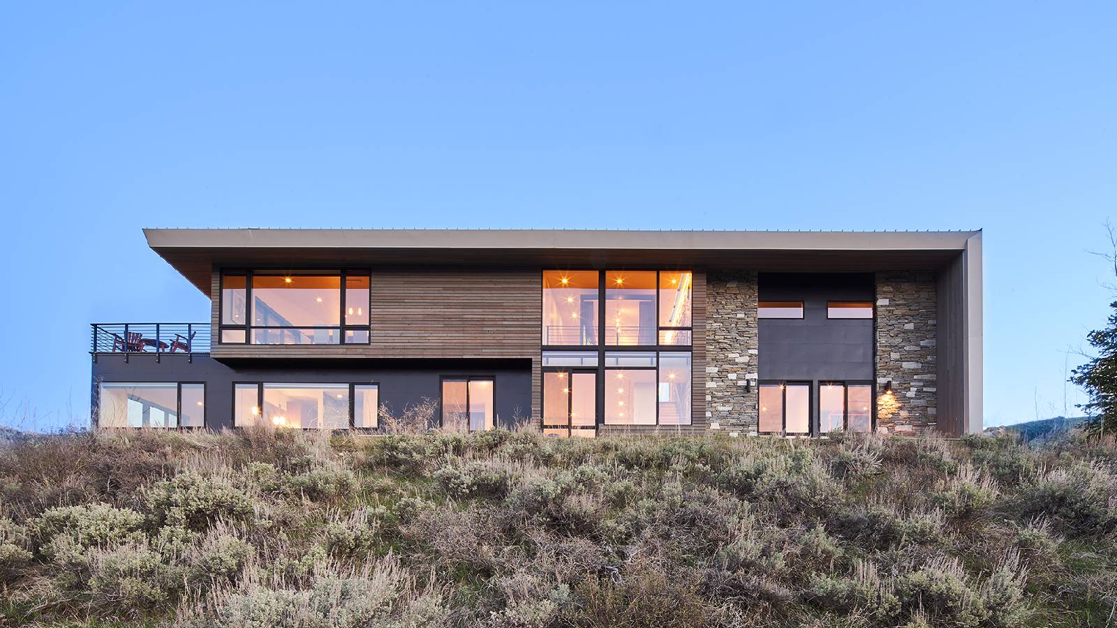 Full property view of Gros Ventre West, a custom home designed and built by Farmer Payne Architects.