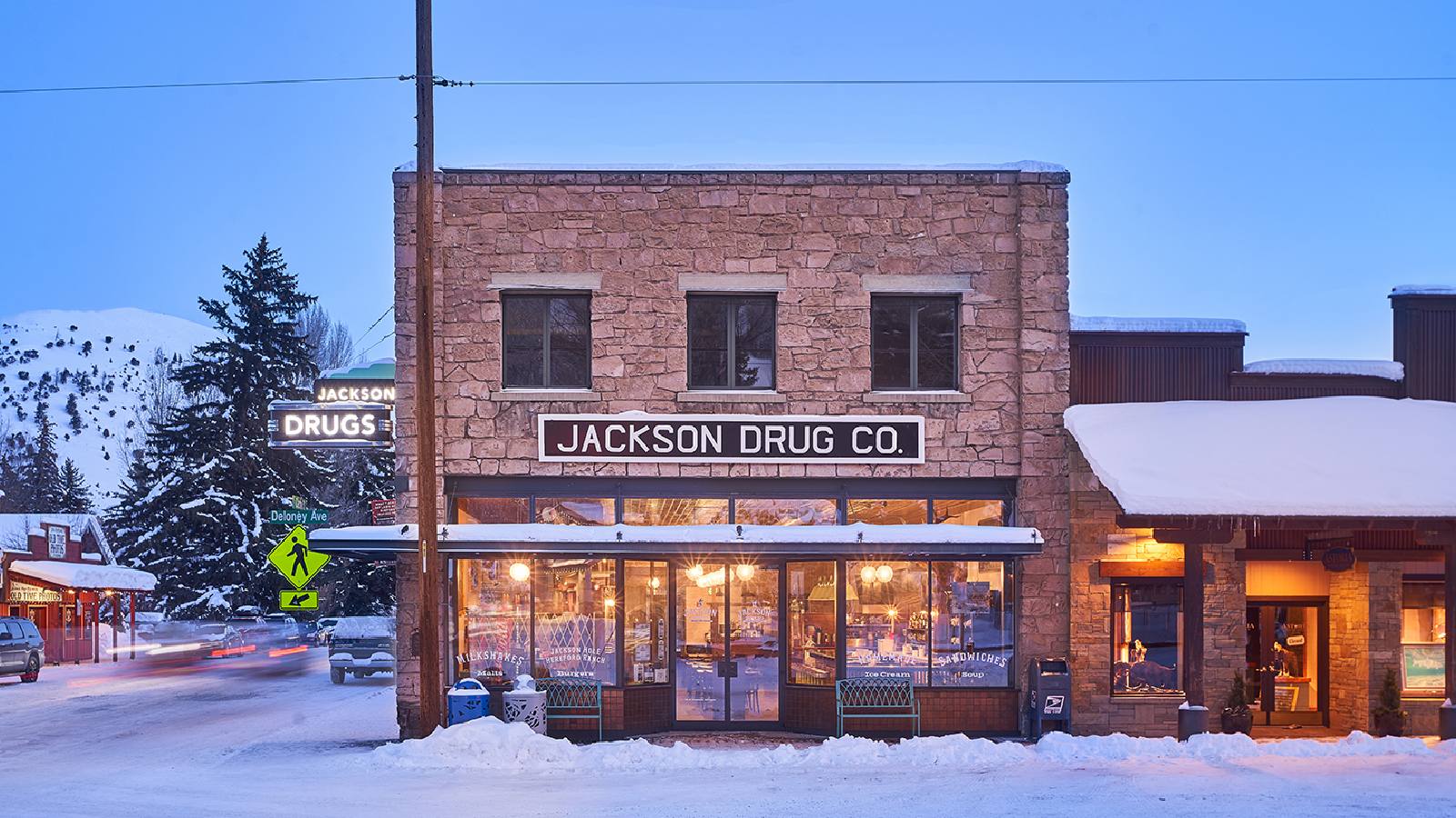 Exterior view of the front of Jackson Drug, a custom renovation project designed by Farmer Payne Architects.