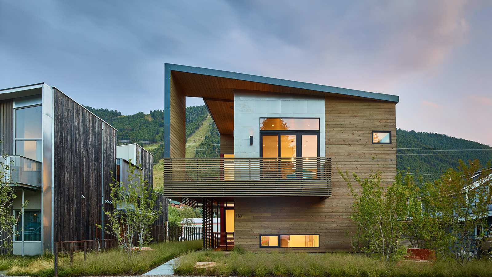 Exterior view of West Hansen, a custom home designed and built by Farmer Payne Architects.