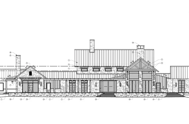 A schematic drawing of Texas Ranch, a custom home designed by Farmer Payne Architects.