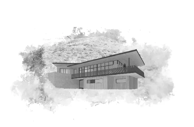 A schematic drawing of Avalanche Chalet, a custom home designed by Farmer Payne Architects.