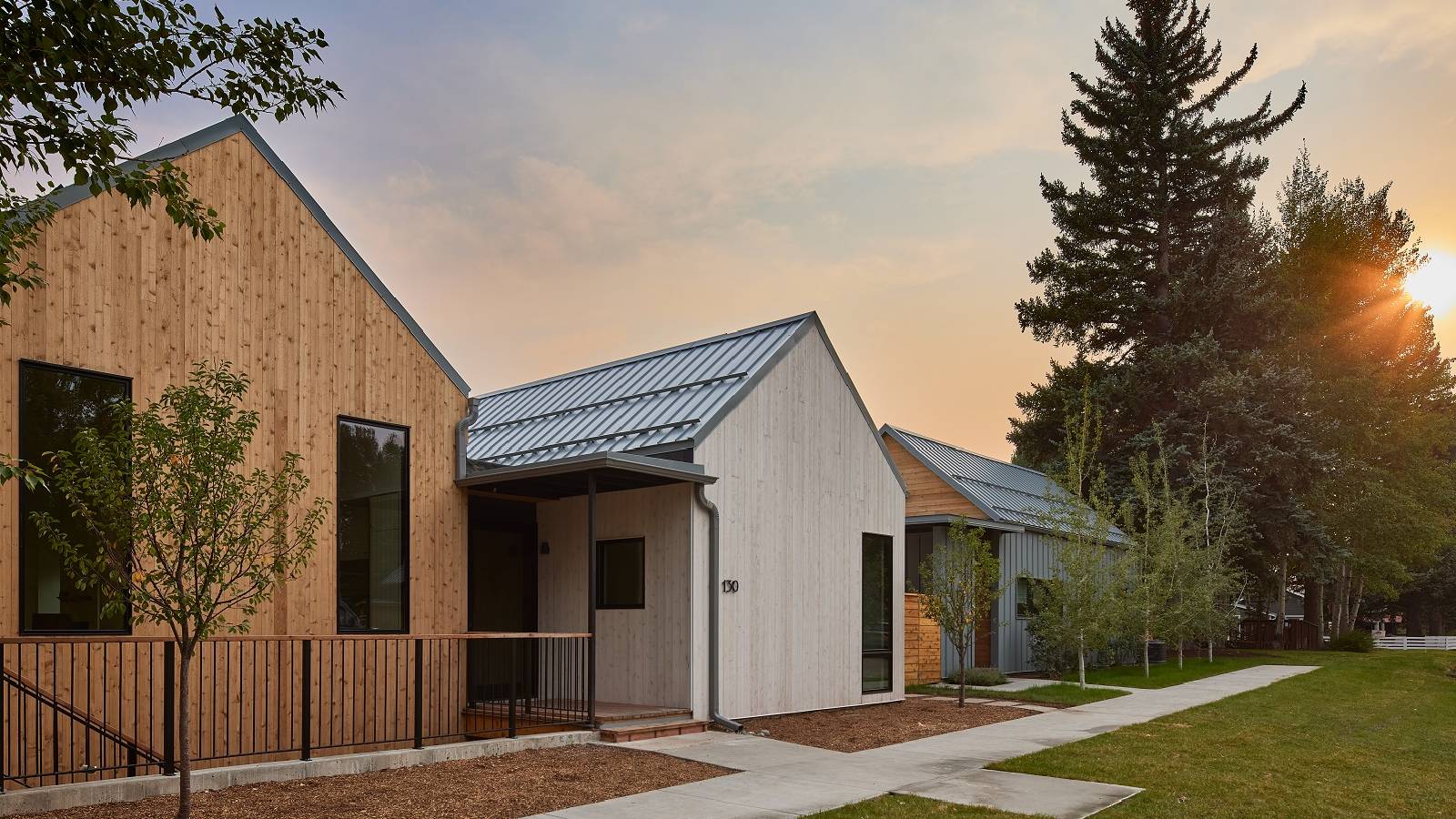 Exterior view of Double Hansen, a custom duplex designed and built by Farmer Payne Architects.