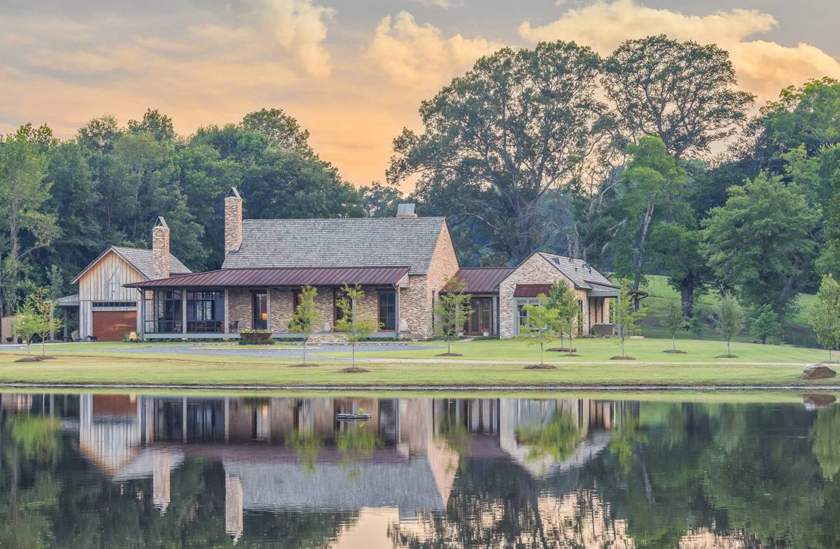 Full property view of Louisiana Rustic, a custom home designed and built by Farmer Payne Architects.