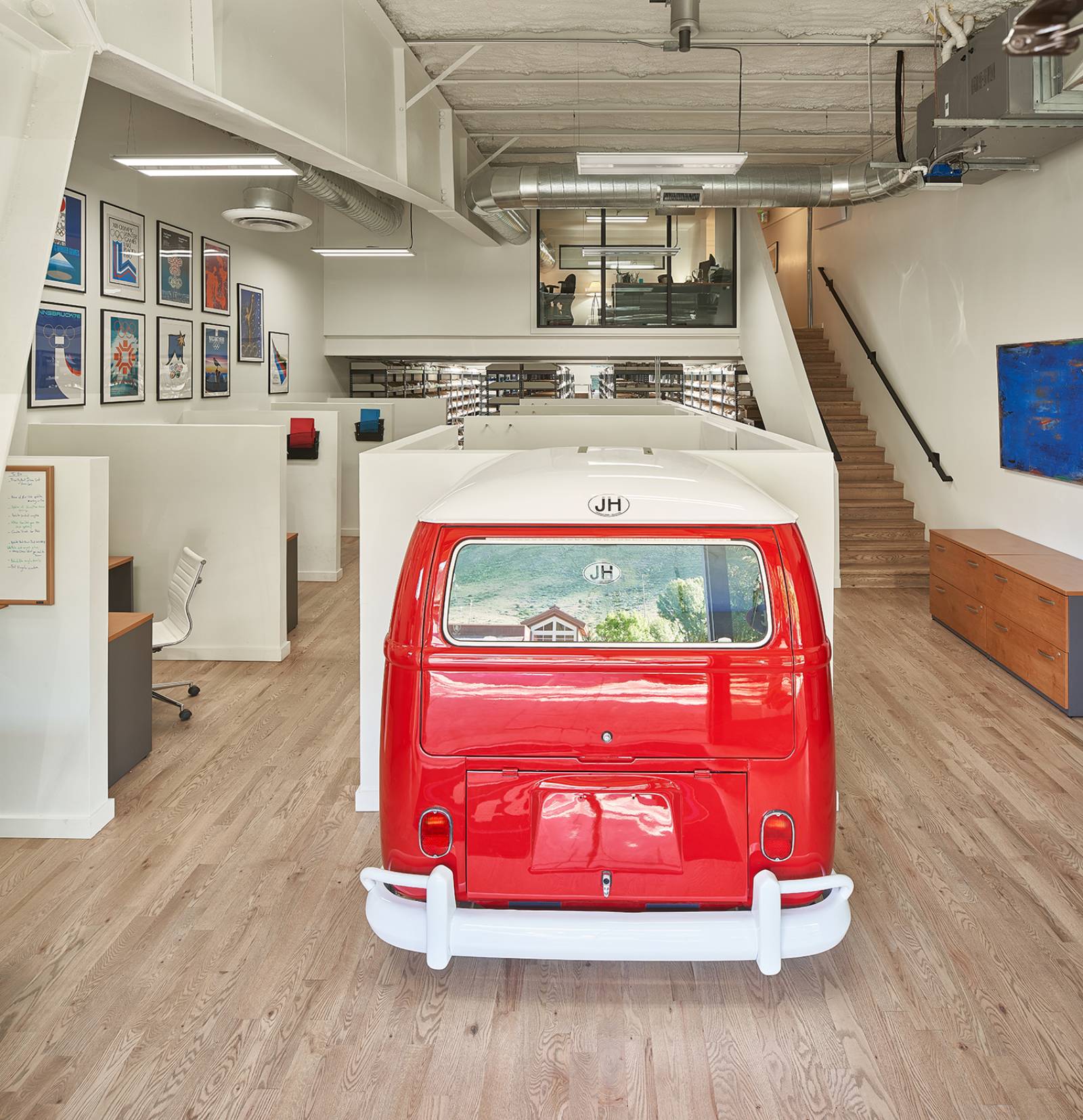 Interior detailed view of the showcase Volkswagen at TGT Stickets, a custom retail space designed by Farmer Payne Architects.